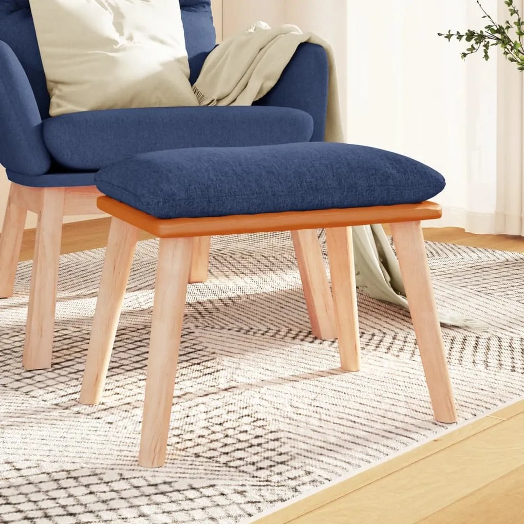 Υποπόδιο Μπλε 45x29,5x35 εκ. Ύφασμα &amp; Συνθετικό Δέρμα