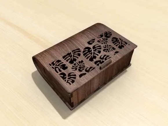 Σετ 2 τεμαχίων – Intra PANTHERA  Ξύλινο Κουτί με Print Δαντέλα  Καμπυλωτό Καπάκι  12x78x7 cm Box44-01626