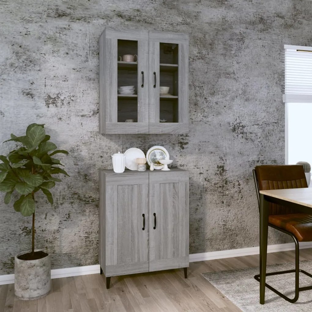 vidaXL Ντουλάπι Γκρι Sonoma 69,5 x 34 x 180 εκ. Επεξεργασμένο Ξύλο