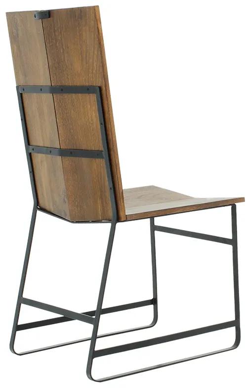 Καρέκλα Elora pakoworld μασίφ ξύλο ακακίας καρυδί-μέταλλο μαύρο - Ξύλο - 240-000005