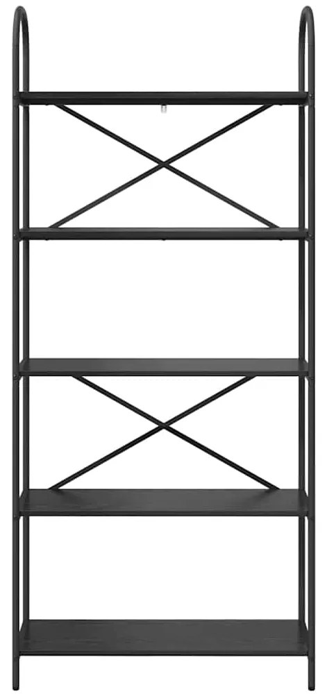 vidaXL Ράφι Βιβλίων Μαύρη Οξυά 80 x 30 x 183 εκ Επεξεργασμένο ξύλο