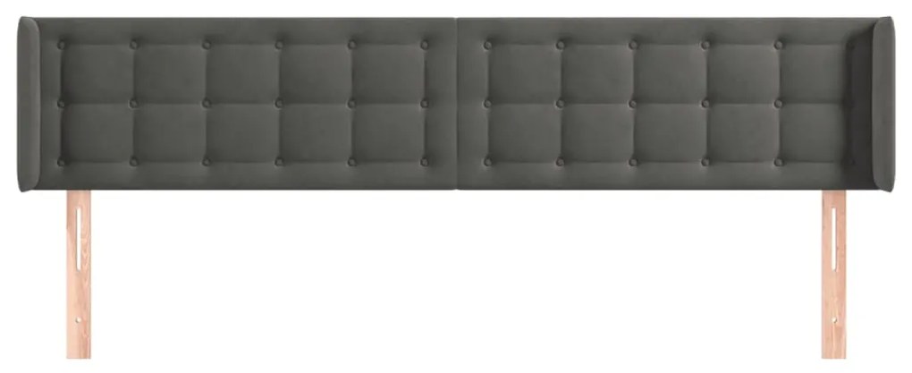 Κεφαλάρι με Πτερύγια Σκούρο Γκρι 203x16x78/88 εκ. Βελούδινο 3119269