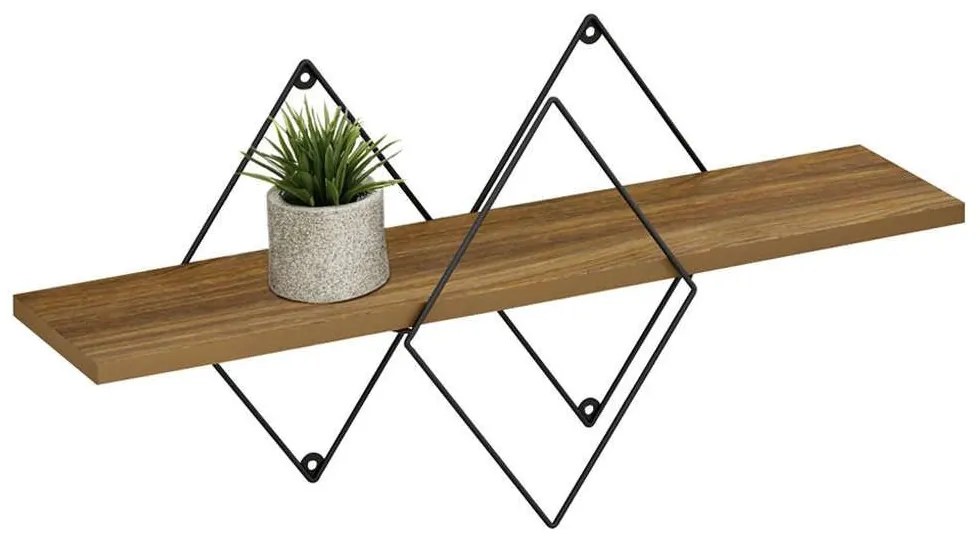 Ράφι Επιτοίχιο Chantria HM8934.11 60x14x36cm Oak-Black Melamine, Metal