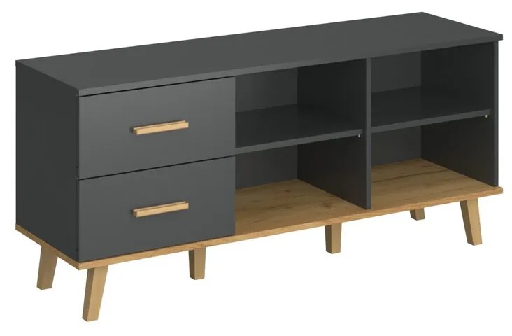 Μπουφές Pluton Ανθρακί-Χρυσό Δρυς 134.1x40x60.6cm
