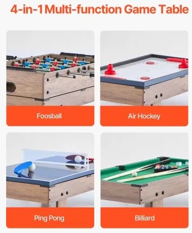 VEVOR 82cm Air Hockey Table 4-in-1 Combo Game Table Foosball Ping Pong Billiard