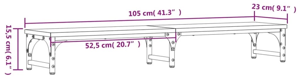 Βάση Οθόνης Sonoma Δρυς 105x23x15,5 εκ. από Επεξεργασμένο Ξύλο - Καφέ