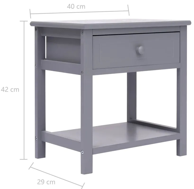 vidaXL Κομοδίνα 2 τεμ. Γκρι 40 x 29 x 42 εκ. από Ξύλο Παυλώνιας