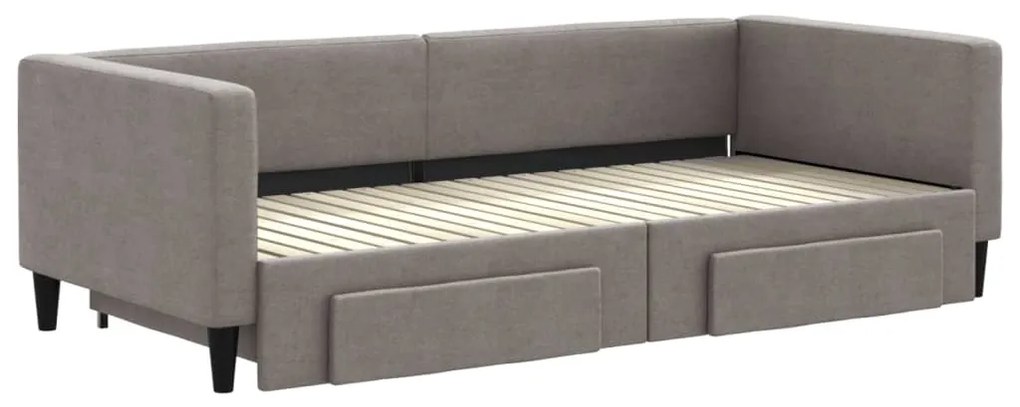 vidaXL Καναπές Κρεβάτι Συρόμενος Taupe 90x200 εκ. Ύφασμα & Συρτάρια