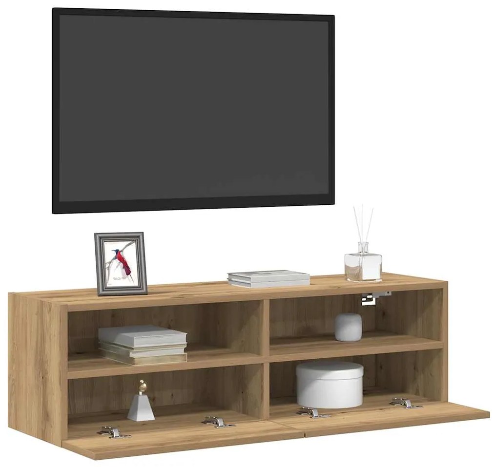vidaXL Ντουλάπια τοίχου TV 2 τεμ Καρυδιά 100x30x30 εκ Επεξεργασμένο ξύλο