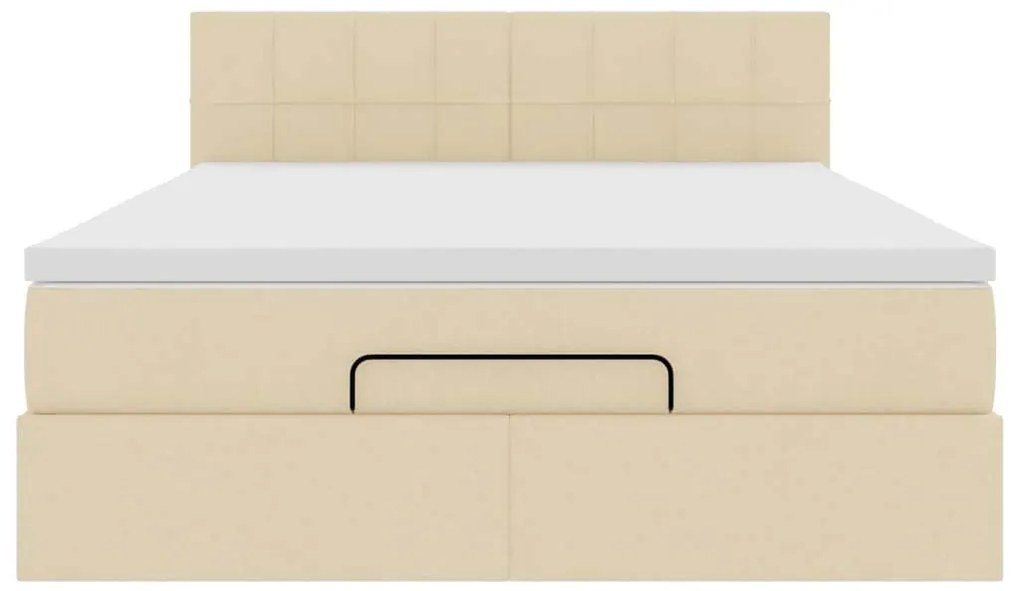 vidaXL Οθωμανικό κρεβάτι με στρώμα Cream 140x200cm ύφασμα