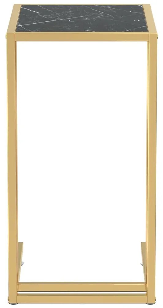 vidaXL Τραπέζι Υπολογ. Βοηθ. Μαύρο Όψη Μαρμάρου 50x35x65εκ. Ψημ. Γυαλί