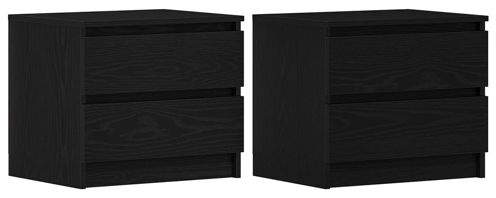 vidaXL Κομοδίνα 2 τμχ Μαύρο Δρυς 50x40x43,5 εκ Επεξεργασμένο ξύλο