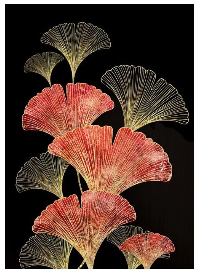Πίνακας Σε Καμβά Jangala 2 022865 60x90xH2,5cm Red-Gold Κάθετοι Canvas