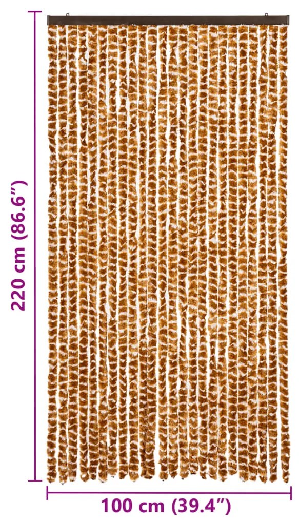 vidaXL Σήτα - Κουρτίνα Πόρτας Ώχρα / Λευκό 100 x 220 εκ. από Σενίλ