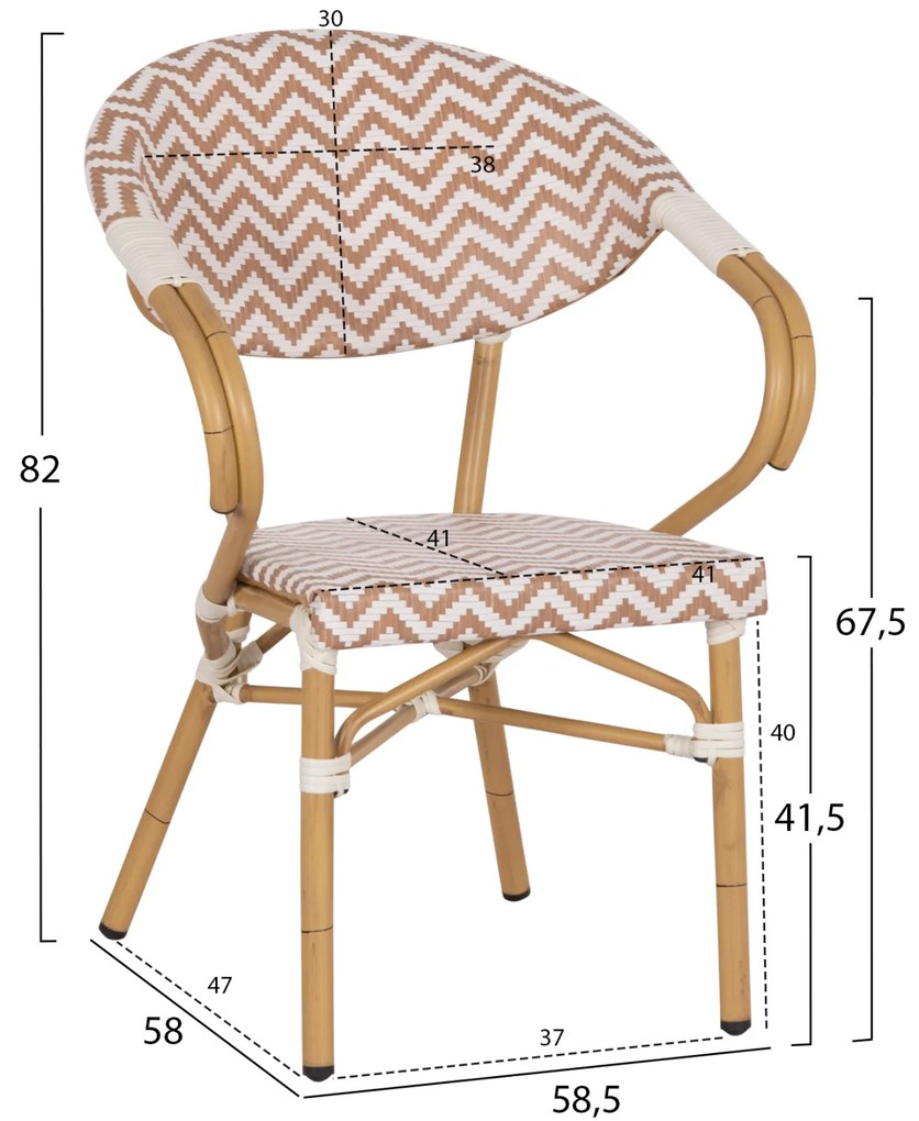 ΠΟΛΥΘΡΟΝΑ BAMBOO LOOK HM5861.03 ΚΑΦΕ-ΛΕΥΚΟ 58.5x58x82Υεκ. - 0534873 - HM5861.03