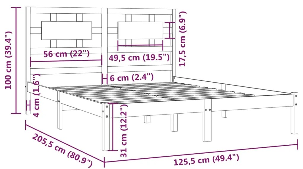 vidaXL Σκελετός Κρεβ. Χωρίς Στρώμα Λευκό 120x200 εκ Μασίφ Πεύκο