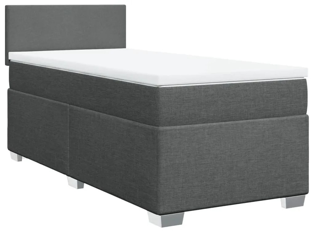 Κρεβάτι Boxspring με Στρώμα Σκούρο Γκρι 90x200 εκ. Υφασμάτινο - Γκρι