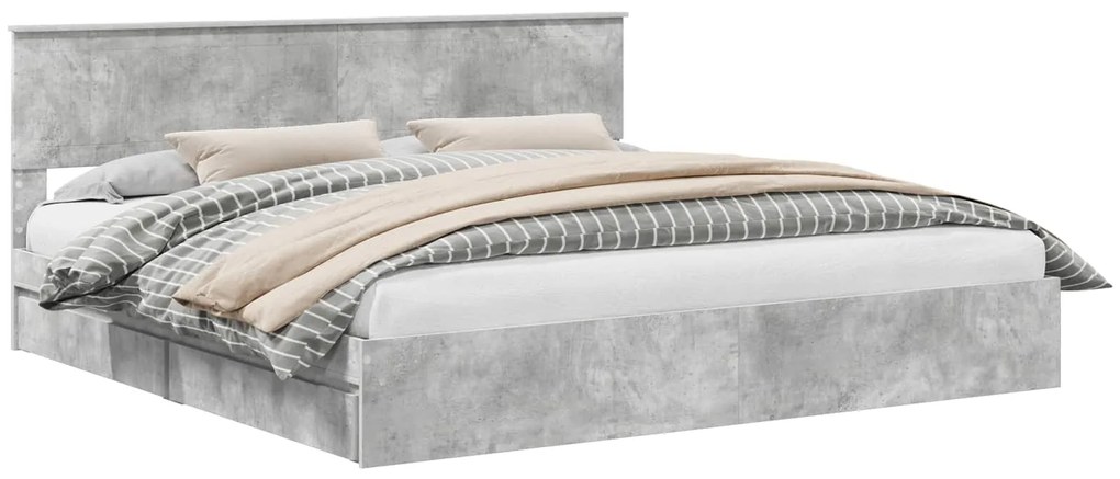 vidaXL Κρεβάτι Αποθήκης Σκυρόδεμα Γκρι 200 x 200 cm Επεξεργασμένο ξύλο