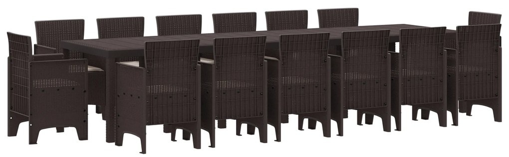 vidaXL Σετ Τραπεζαρίας Κήπου 15 pcs Καφέ 14 Θέσεων