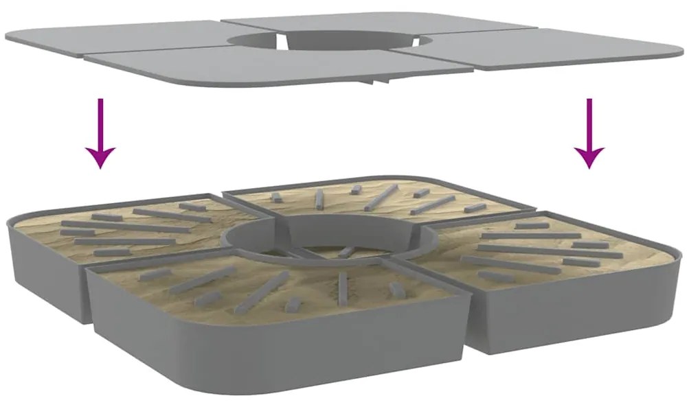 vidaXL 4 τεμαχίων σετ βάσης ομπρέλας για ομπρέλα με σταυρό 100 kg PP