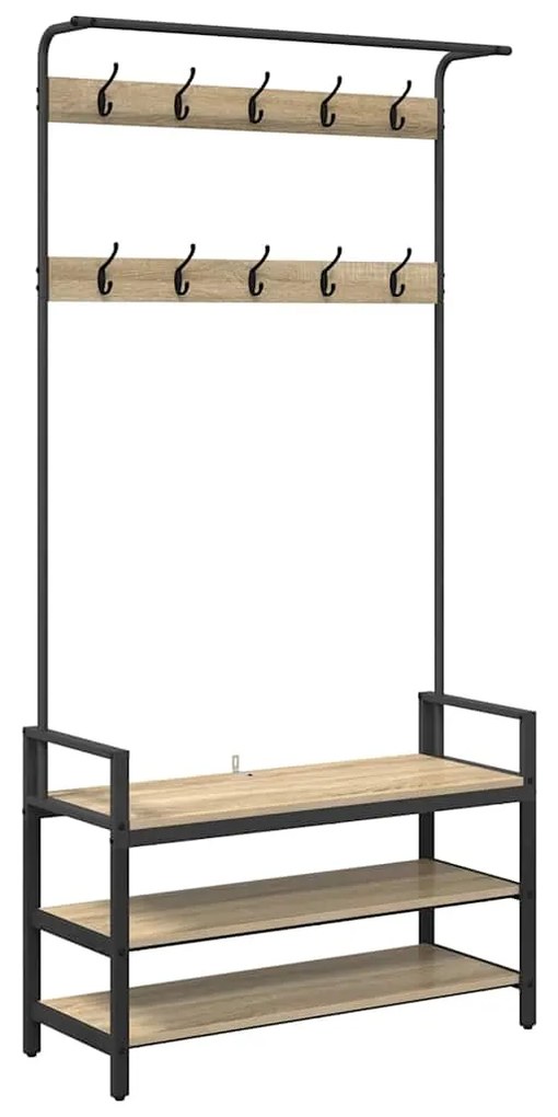 vidaXL Κρεμάστρα Δρύς Sonoma 95 x 34 x 184 εκ Επεξεργασμένο ξύλο