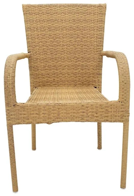 Πολυθρόνα Laura μέταλλο-pe rattan φυσικό 58x58x90 εκ.