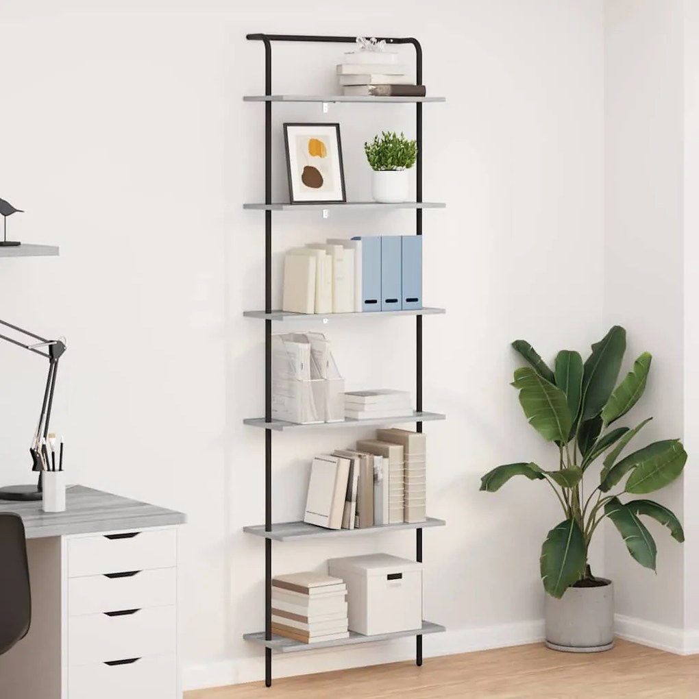 vidaXL Ράφι Βιβλίων Γκρι sonoma 60 x 24 x 203 εκ Επεξεργασμένο ξύλο