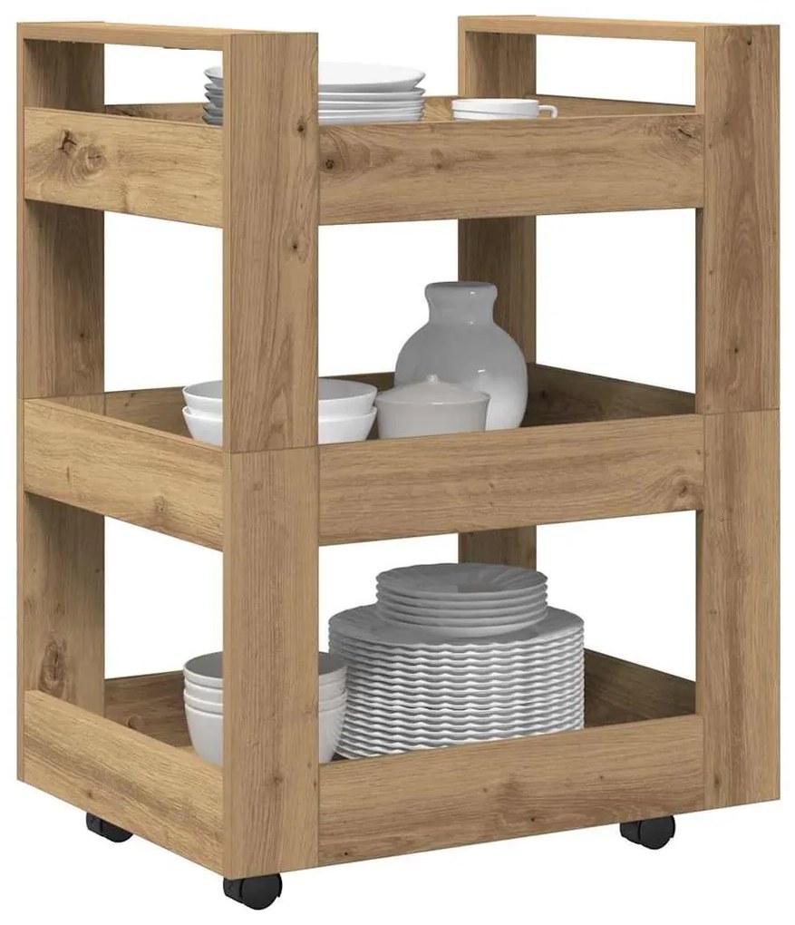 vidaXL Καρότσι Κουζίνας Artisan Oak 60 x 45 x 80 εκ Επεξεργασμένο ξύλο