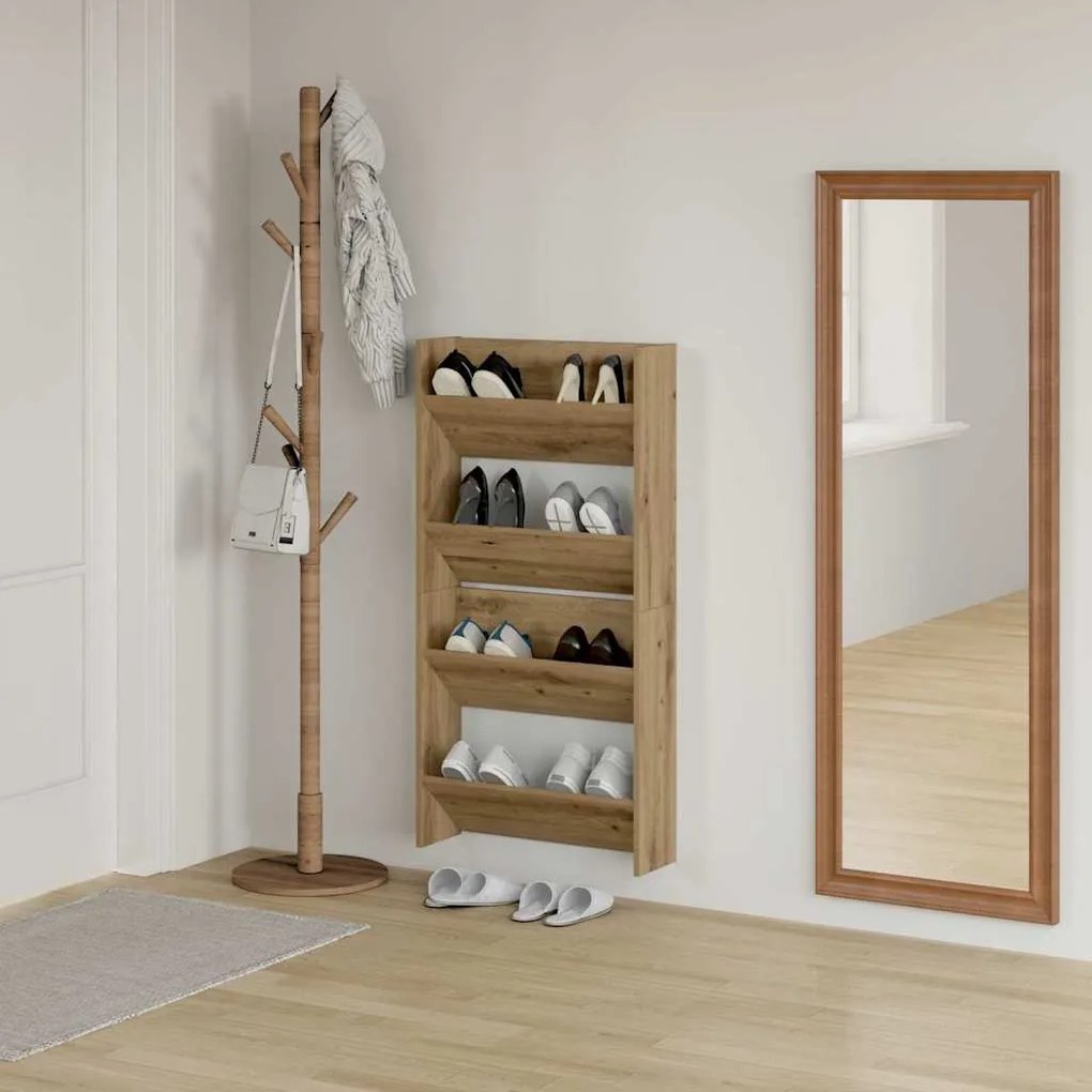 vidaXL Ντουλάπες παπουτσιών τοίχου 2 pcs artisan δρυς 60 x 18 x 60 εκ
