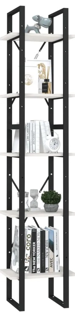 vidaXL Βιβλιοθήκη με 5 Ράφια Λευκή 40 x 30 x 175 εκ. από Ξύλο Πεύκου