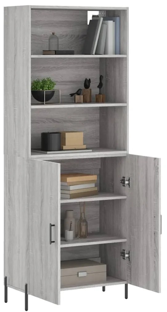 vidaXL Ντουλάπι Γκρι Sonoma 69,5 x 34 x 180 εκ. Επεξεργασμένο Ξύλο
