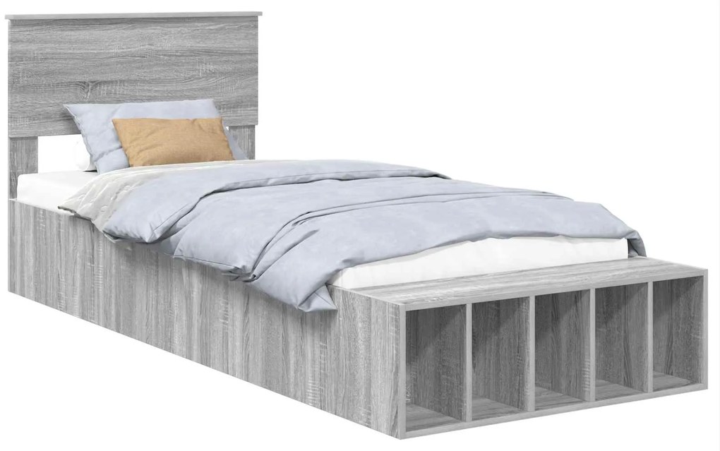 vidaXL Σκελετός Κρεβατιού Γκρίζο Σονομα 75 x 190 cm Επεξεργασμένο ξύλο