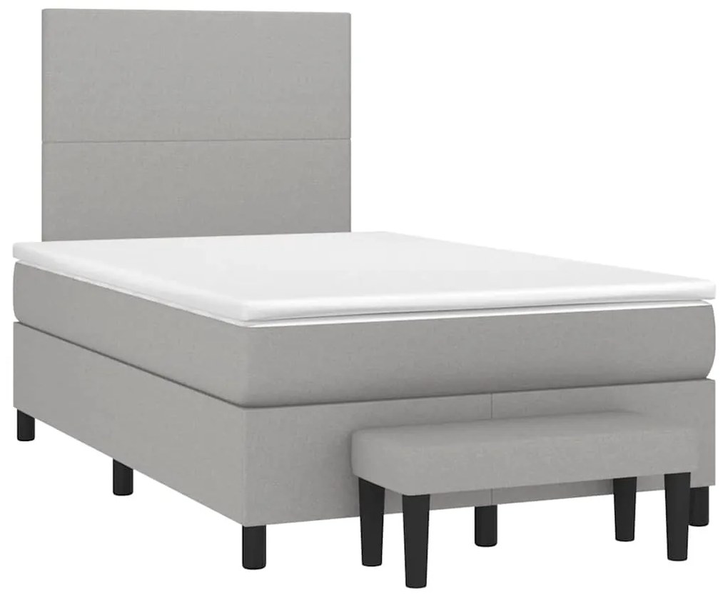 vidaXL Κρεβάτι Boxspring με Στρώμα Ανοιχτό Γκρι 120x190 εκ. Υφασμάτινο