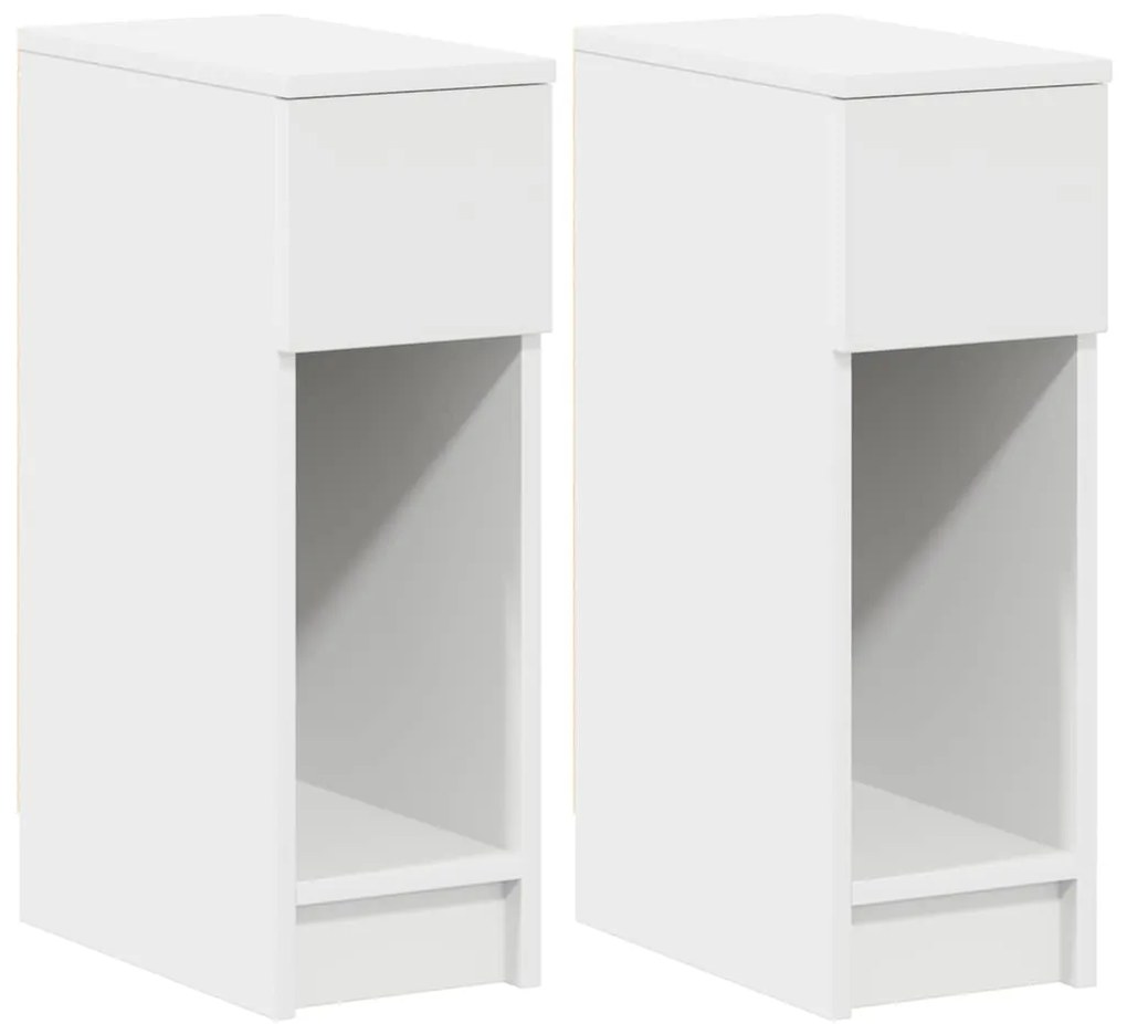 vidaXL Κομοδίνα με συρτάρι 2 τεμάχια Λευκό 20x36x60 cm