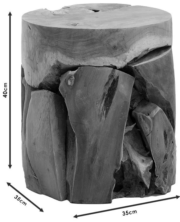Σκαμπό Arteco χειροποίητο teak ξύλο φυσικό 35x35x40εκ 35x35x40 εκ.
