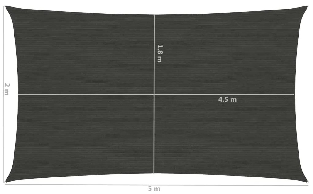 vidaXL Πανί Σκίασης Ανθρακί 2 x 5 μ. από HDPE 160 γρ./μ²