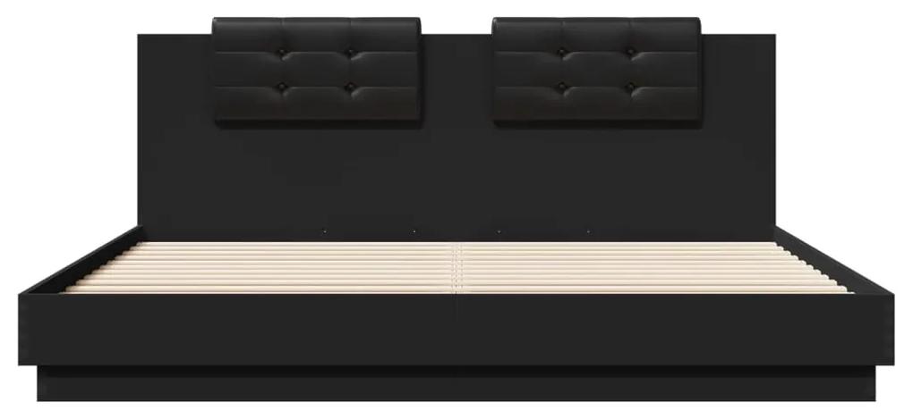 vidaXL Πλαίσιο Κρεβατιού με Κεφαλάρι Μαύρο 200 x 200 εκ. Επεξ. Ξύλο