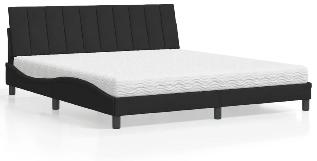 Κρεβάτι με Στρώμα Hanko Μαύρο 180x200 εκ. Βελούδινο