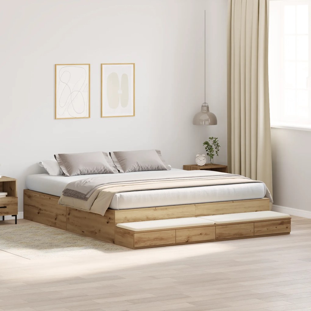 vidaXL Κρεβάτι Αποθήκευσης Artisan Oak 180x200 εκ.