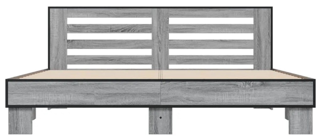 vidaXL Πλαίσιο Κρεβατιού Γκρι Sonoma 200x200 εκ. Επεξ. Ξύλο &amp; Μέταλλο