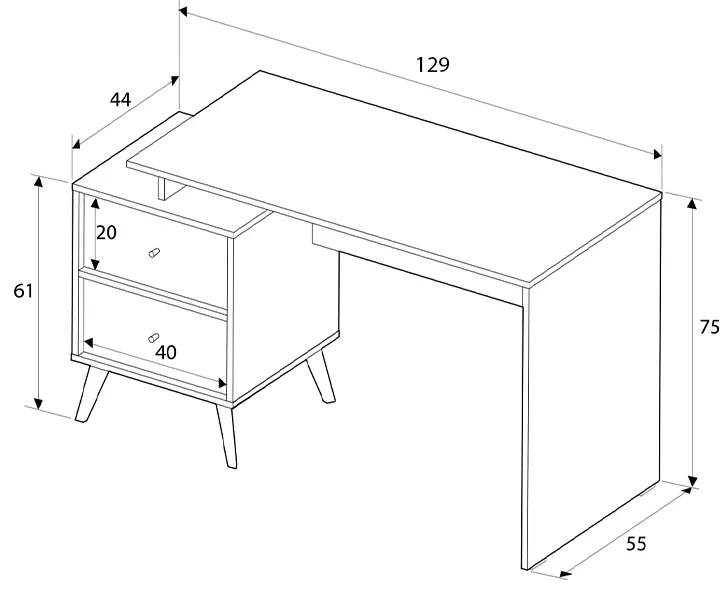 Γραφείο εργασίας Terra Megapap χρώμα florida oak 129x55x75εκ.