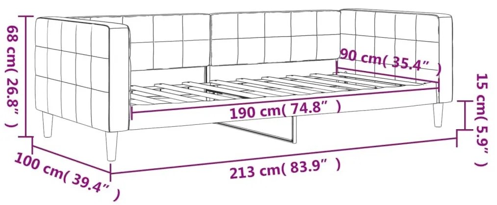 Καναπές Κρεβάτι Ανοιχτό Γκρι 90 x 190 εκ. Βελούδινος - Γκρι