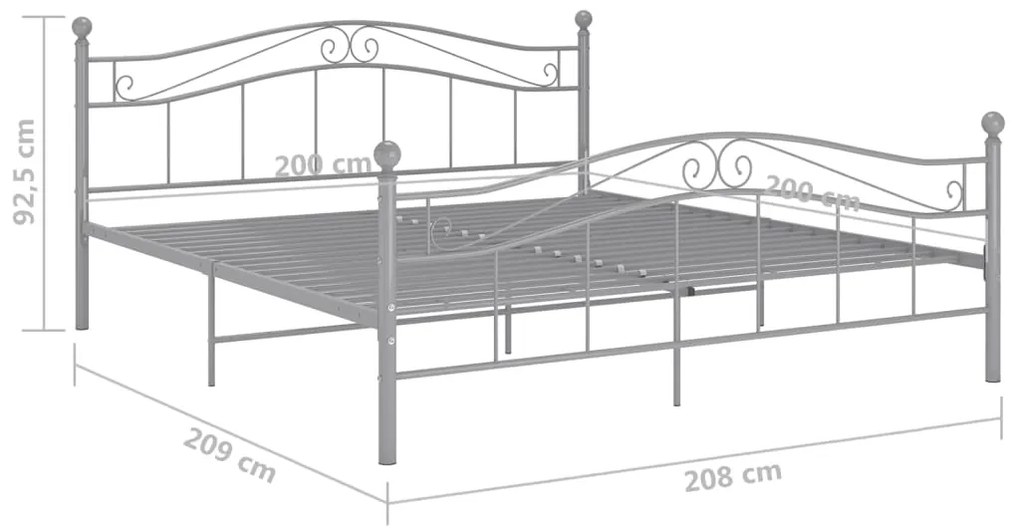 ΠΛΑΙΣΙΟ ΚΡΕΒΑΤΙΟΥ ΓΚΡΙ 200 X 200 ΕΚ. ΜΕΤΑΛΛΟ 325008