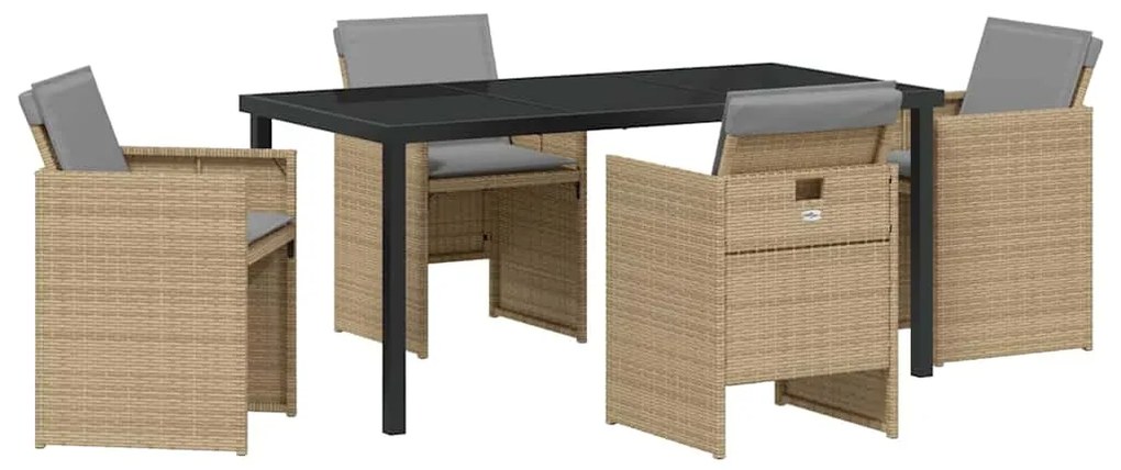 vidaXL Σέτ φαγητού για κήπο με μαξιλάρι 5 pcs Μπεζ Πολυ ράταν