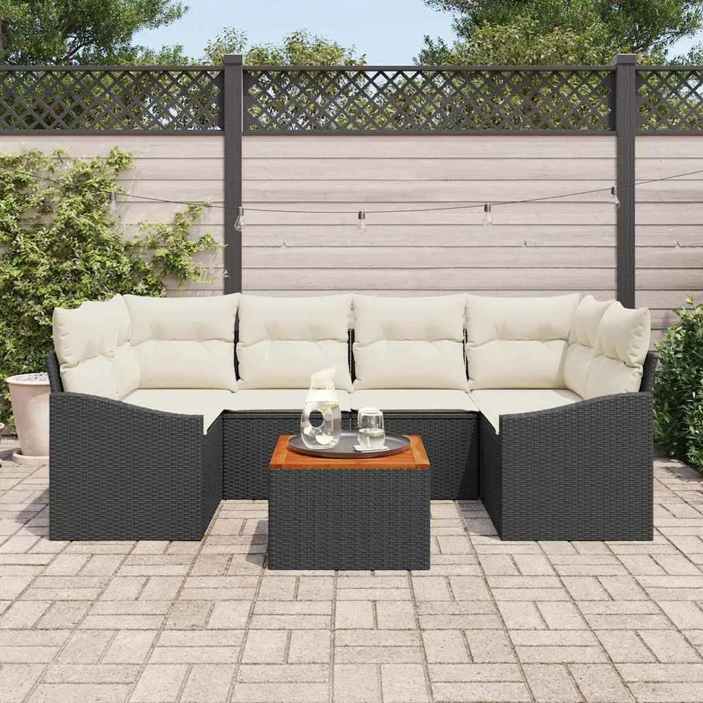 vidaXL Σετ Καναπέ Κήπου 7 pcs Μαύρος, λευκός