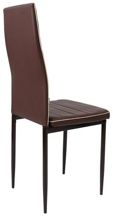 Καρέκλα C-001 Δερματίνη Καφέ με Μπέζ Ρίγα 42x43x97 εκ. 6αδα 42x43x97 εκ.