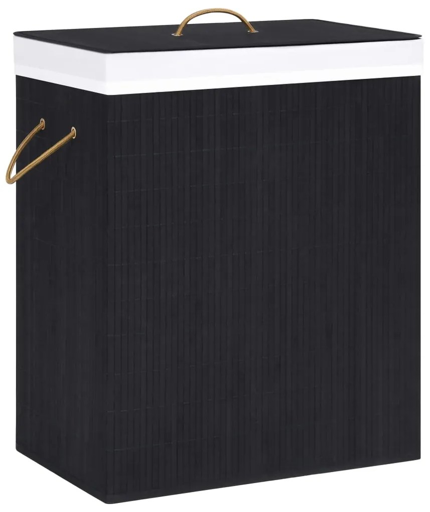 vidaXL Καλάθι Άπλυτων με 1 Τμήμα Μαύρο 83 Λίτρα από Μπαμπού