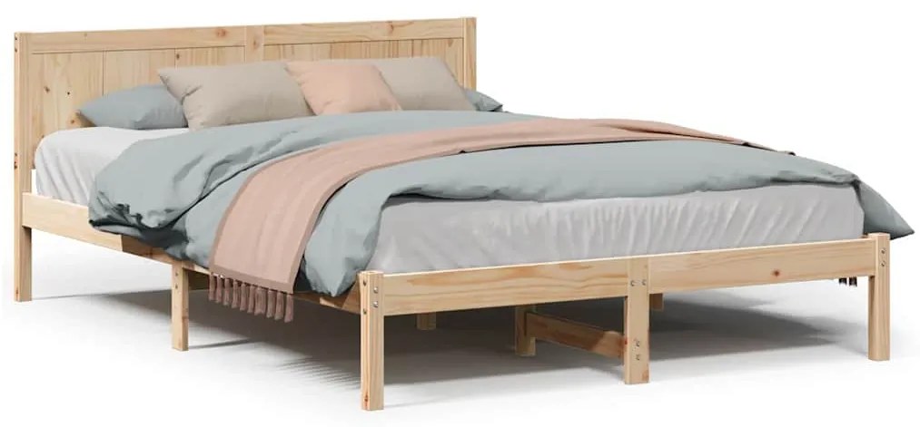 vidaXL Σκελετός Κρεβατιού Καφέ 150 x 200 cm Μασίφ ξύλο πεύκου