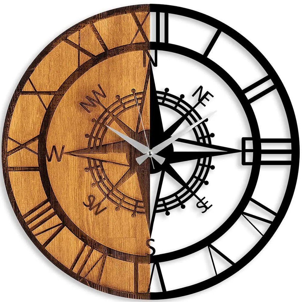 Ρολόι Τοίχου Clock Mechanism 539TNL1153 56x3x56cm Walnut-Black Wallity Metal,Wood