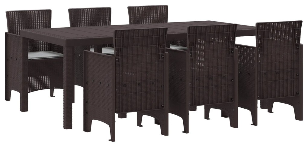 vidaXL Σετ τραπεζαρίας εξωτερικού χώρου 7 pcs Καφέ 200 x 100 x 73 εκ.
